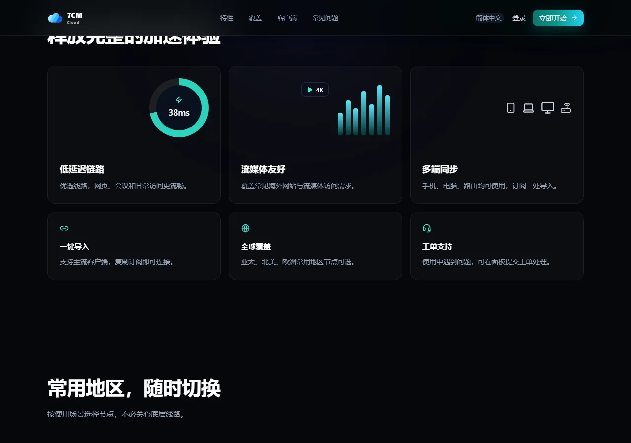 7CM Cloud 产品特性：低延迟、流媒体、多端同步